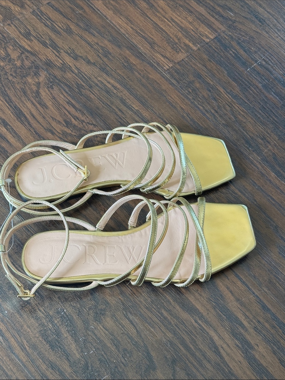 J. Crew Metallic Gold Multi-Strap Square-Toe Sandals - Picture 3 of 6
